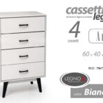 Cassettiera 4 Cassetti SETTIMINO Design Moderno Mobile Legno BIANCO H99*60*40 cm