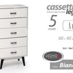 CASSETTIERA MODERNA SETTIMINO 5 CASSETTI DESIGN ROVERE LEGNO BIANCA h118*60*40cm