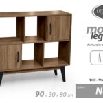 LIBRERIA BASSA MODERNA SCAFFALE RIPIANI CASSETTI MENSOLE ROVERE NOCE 90*30*h80