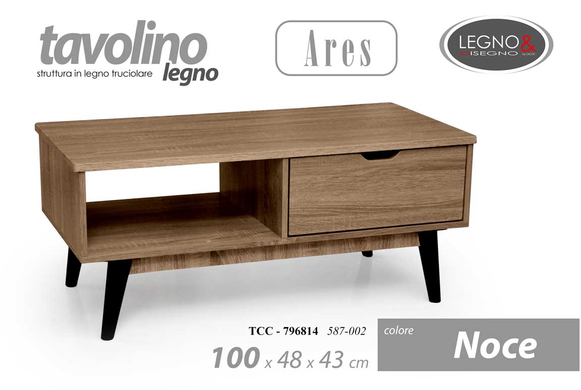 8025569796814 TAVOLINO MOBILE PORTA TV TELEVISORE MODERNO NOCE CASSETTO ROVERE 100*48*h43 - immagine 1