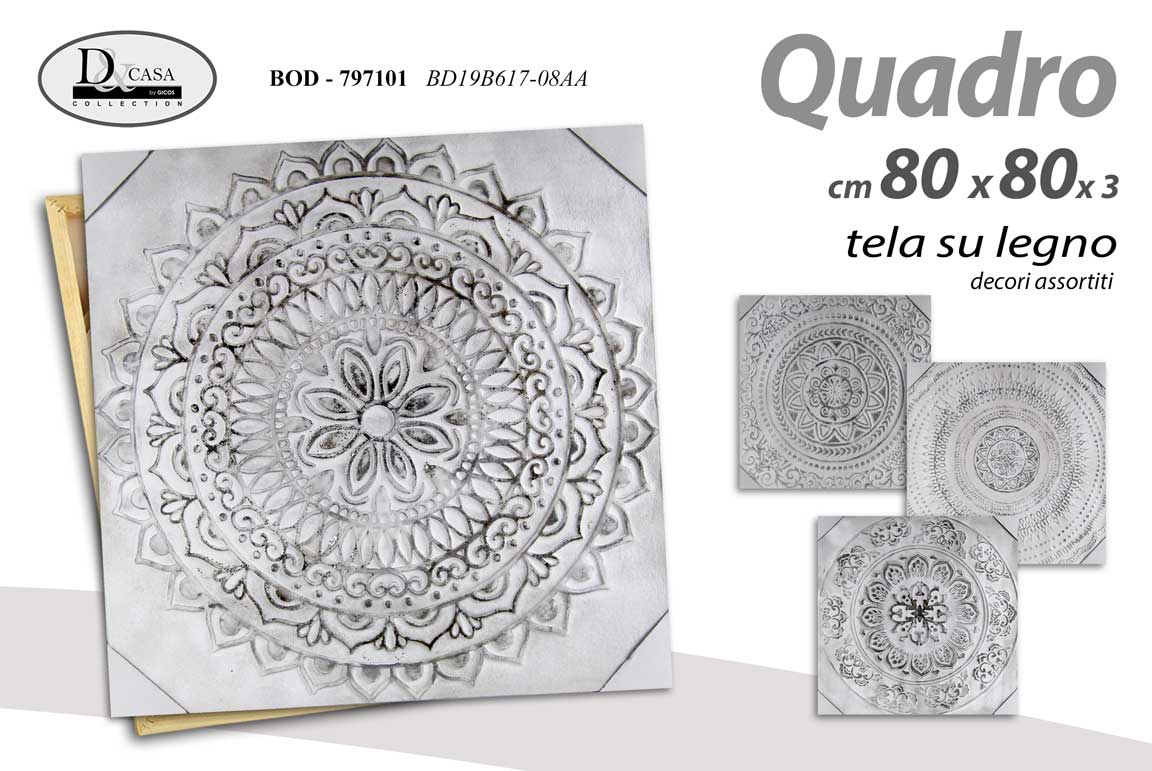 8025569797101 QUADRO STAMPA SU TELA Canvas LEGNO GRIGIO DISEGNI ASTRAT MODERNO ASSORT 80*80 cm - immagine 1