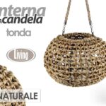 LANTERNA PORTACANDELA SOSPESA APPESA EVENTI GIARDINO VIMINI VETRO 32*21 cm