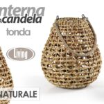 LANTERNA PORTACANDELA CASA EVENTI GIARDINO PISCINA VIMINI METALLO VETRO 38*32 cm