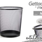 Cestino gettacarte pattumiera ufficio cameretta metallo traforato nero 28*26 cm