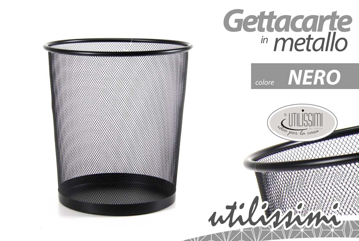 8025569797347 Cestino gettacarte pattumiera ufficio cameretta metallo traforato nero 28*26 cm - immagine 1