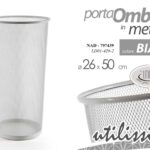 Portaombrelli ingresso casa ufficio moderno metallo traforato bianco 50x26 cm