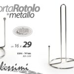 PORTAROTOLO DA TAVOLA METALLO CARTA CUCINA ROTOLONI ARGENTO CROMO ELEGANTE 29 cm