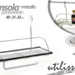 Mensola barra cucina sottopensile porta oggetti rotolo metallo res 40*21*32 cm