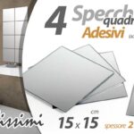 4 SPECCHI ADESIVI 15*15 SPECCHIO PARETE MOBILE ARMADIO PIASTRELLA Quadrato Cubo
