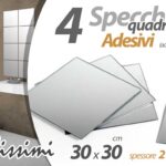 4 SPECCHI ADESIVI SPECCHIO PARETE MOBILE ARMADIO PIASTRELLA Quadrati 2mm 30 cm