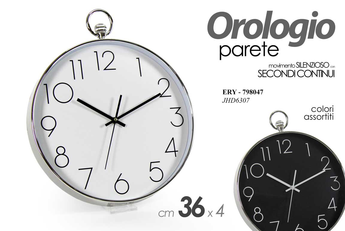 8025569798047 OROLOGIO DA PARETE MURO MECCANISMO SILENZIOSO MODERNO STILE TASCHINO 36 CM - immagine 1
