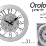 OROLOGIO DA PARETE MURO TONDO SILENZIOSO DESIGN INGLESE ANTICATO VINTAGE 31*4