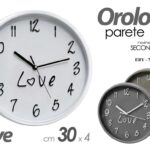 OROLOGIO DA PARETE TONDO SILENZIOSO CLASSICO MODERNO NUMERI GRANDI LOVE 30*4 cm