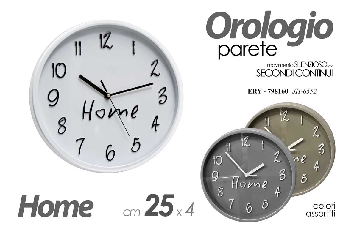 8025569798160 OROLOGIO DA PARETE MURO MECCANISMO SILENZIOSO ANALOGICO MODERNO HOME 25 CM - immagine 1