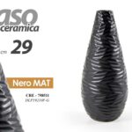 VASO CERAMICA FIORI ELEGANTE CENTROTAVOLA EVENTI CLASSICO MODERNO NERO MATT 29cm