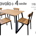 TAVOLO + 4 SEDIE METALLO PIANO LEGNO NATURALE SALVASPAZIO CASA GIARDINO VERANDA