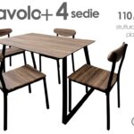 TAVOLO + 4 SEDIE METALLO PIANO LEGNO NATURALE SALVASPAZIO CASA GIARDINO TERRAZZO