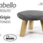 SGABELLO POUF SEDIA TONDO GAMBE PIEDI LEGNO SEDUTA TESSUTO GRIGIO H18*26 CM