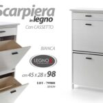 MOBILE SCARPIERA ARMADIO ANTE PIEGHEVOLI RIBALTA CASSETTO LEGNO BIANCO 98*45*28
