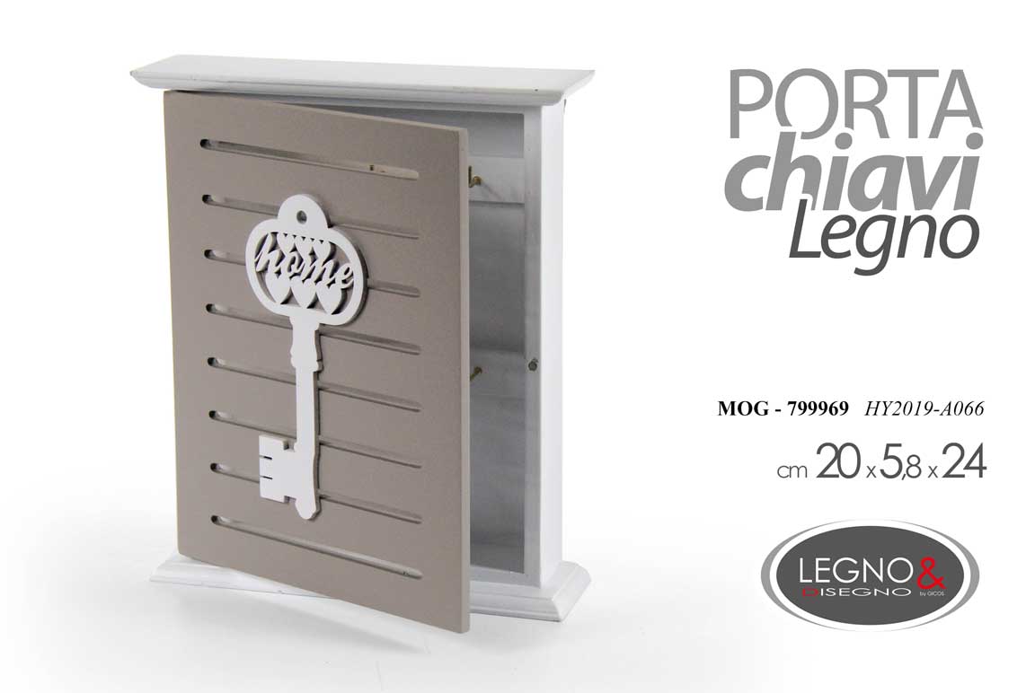 8025569799969 Portachiavi parete armadietto bacheca chiavi muro legno home moderno ass 24*20*6 - immagine 1