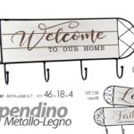 APPENDIABITI PARETE APPENDINO ABITI CHIAVI NERO BEIGE GANCI METALLO LEGNO 46*18