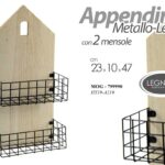 APPENDINO MENSOLA PARETE MURO METALLO NERO LEGNO SCAFFALE CASA L23*P10*H47cm