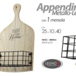 APPENDINO MENSOLA PARETE MURO GANCI METALLO NERO LEGNO SCAFFALE L25*H0*H40cm