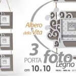 Portafoto multiplo parete albero della vita cornice appeso legno tortora 10x10
