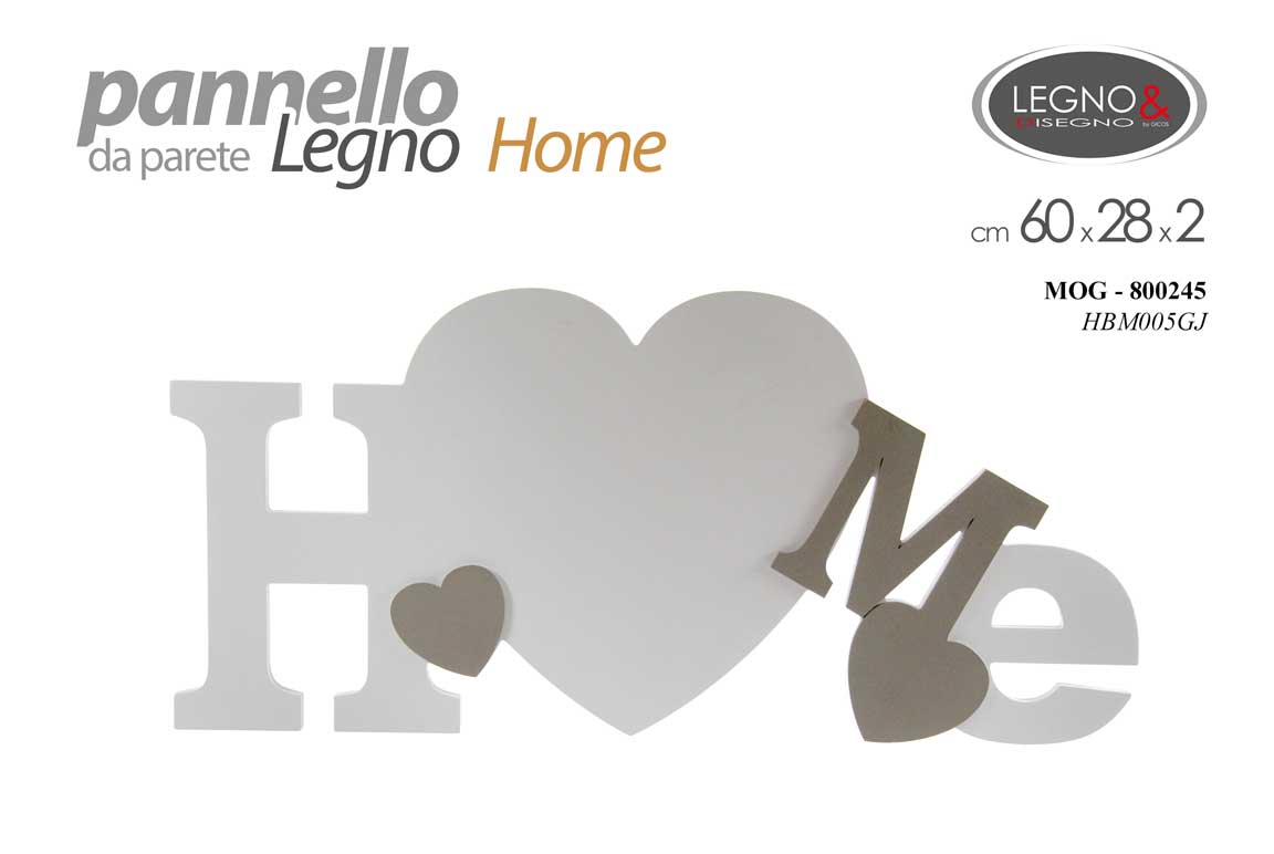 8025569800245 PANNELLO DECORATICO DA PARETE LEGNO HOME CUORE CLASSICO MODERNO BIANCO 60*28 - immagine 1