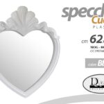 SPECCHIO CUORE BIANCO DA PARETE MURO SPECCHIERA CORNICE CLASSICO MODERNO 62*51cm