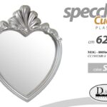 SPECCHIO CUORE DA PARETE MURO SPECCHIERA CORNICE SILVER CLASSICO MODERNO 62*51