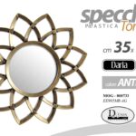 SPECCHIO DA PARETE GIRASOLE TONDO ORO BRONZO ANTICATO FOGLIE VINTAGE RETRò 35 CM