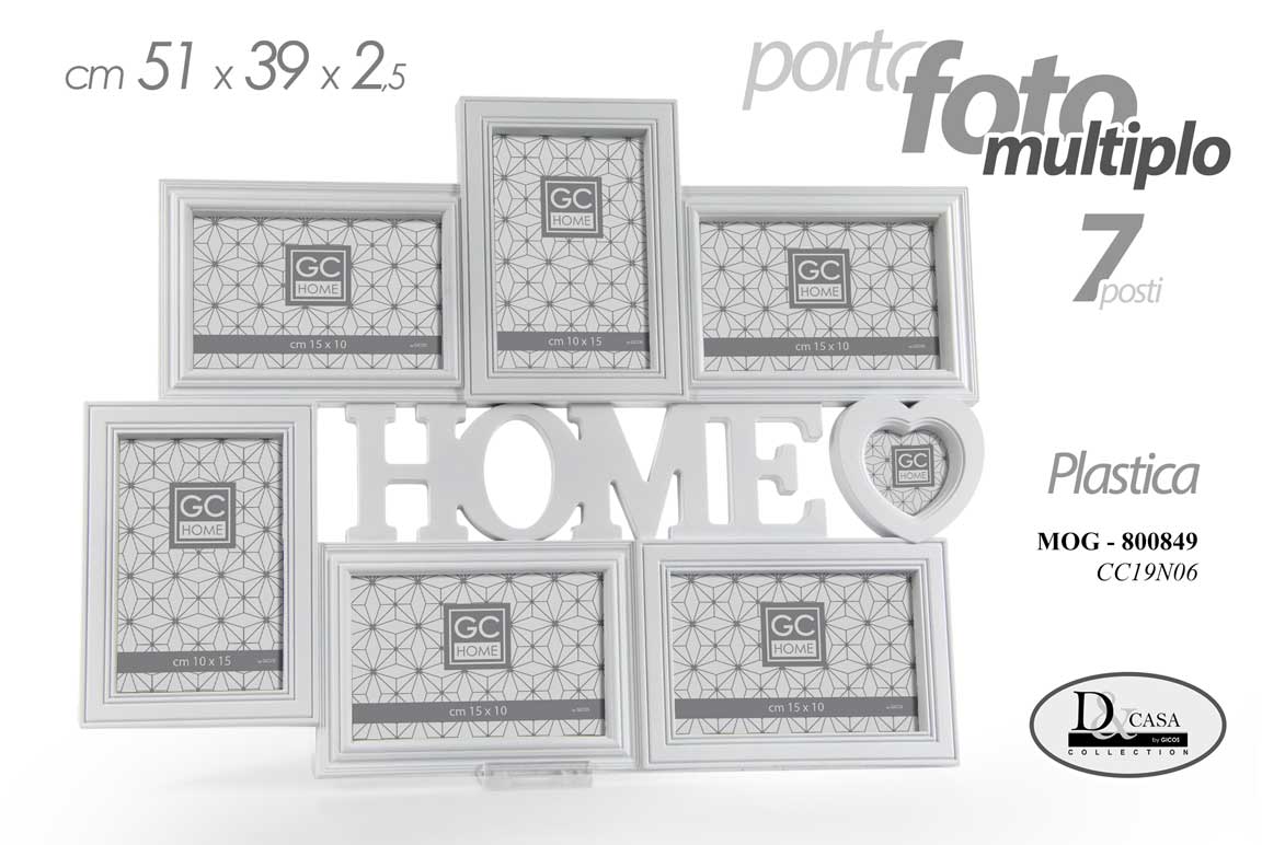 8025569800849 CORNICE PORTA FOTO 51*39*2,5 CM MULTIPLO 7 POSTI HOME DESIGN MODERNO DA PARETE - immagine 1