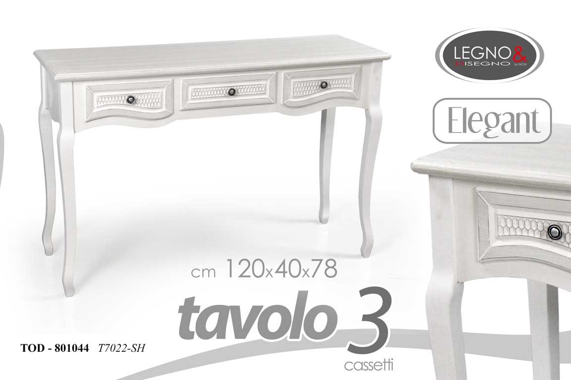 8025569801044 TAVOLO CONSOLLE INGRESSO CASSETTIERA SALOTTO BAGNO LEGNO BIANCO 120*40*H78 - immagine 1