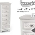CASSETTIERA 6 CASSETTI SETTIMINO SHABBY CHIC LEGNO DECAPE BIANCO ELEG h112*40*30