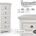 CASSETTIERA 5 CASSETTI SHABBY CHIC SETTIMINO DECAPE BIANCO ELEGANTE 96*40*30 cm