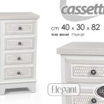 CASSETTIERA 4 CASSETTI SHABBY CHIC LEGNO DECAPE BIANCO ELEGAN 82*40*30 cm