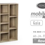 LIBRERIA SCAFFALE BASSA MODERNA 7 RIPIANI MENSOLE ROVERE SBIANCATO h120*60*24 cm