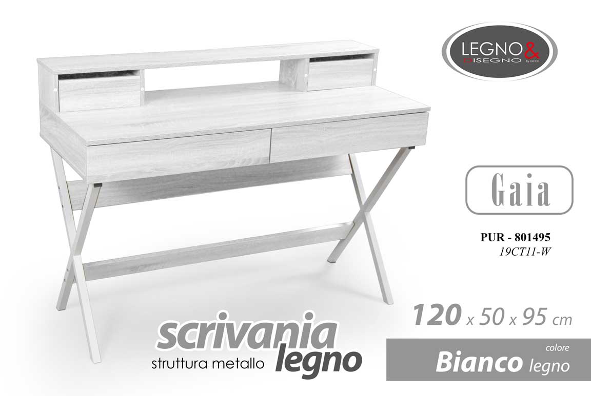 8025569801495 SCRIVANIA TAVOLO PORTA PC Scrittoio Ufficio Studio Salvaspazio BIANCO 120*50*h95 - immagine 1