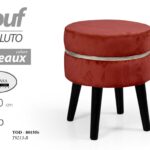 Pouf Sgabello Poggiapiedi PIEDI LEGNO NERO CLASSICO MODERNO BORDEAUX 35*H40