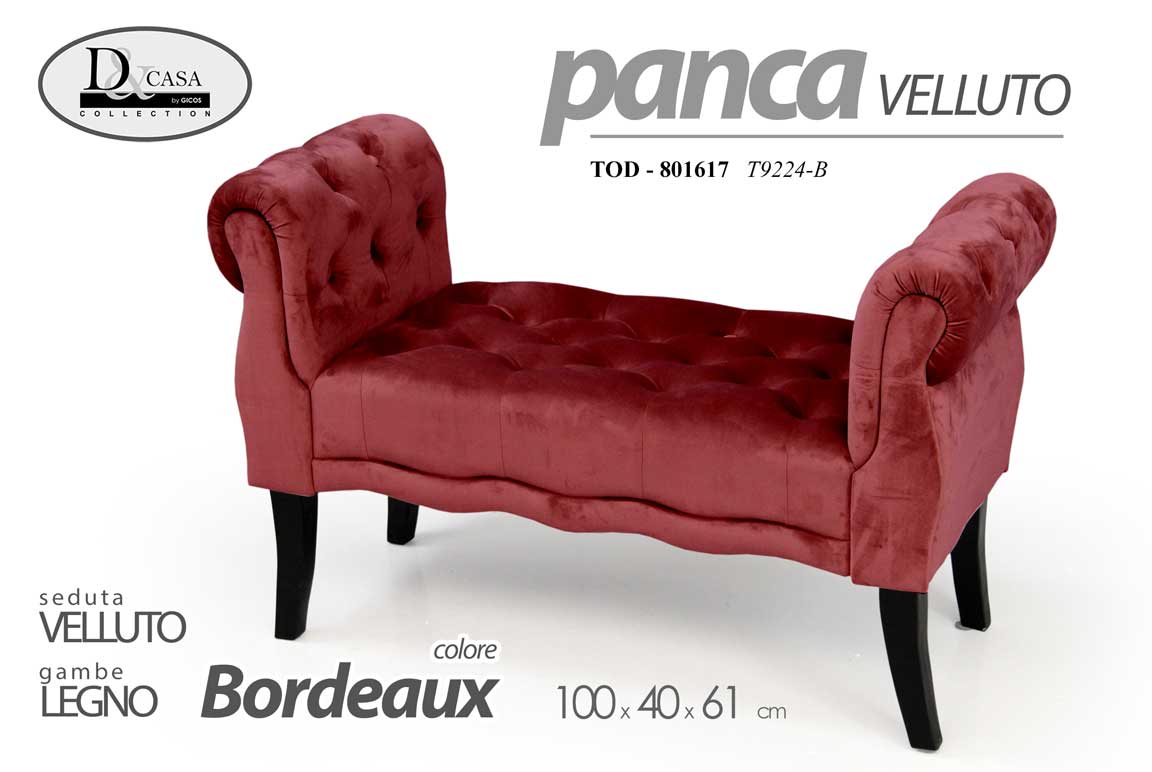 8025569801617 Panca Divano Panchetta Braccioli Poltrona Vintage BORDEAUX TRAPUNTATA 100*40*61 - immagine 1