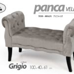 PANCA CLASSICA LEGNO VELLUTO GRIGIO CAMERA LETTO INGRESSO SALOTTO 100*40*61