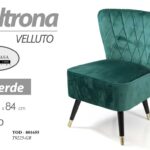 POLTRONA SEDUTA VELLUTO GAMBE LEGNO DESIGN CLASSICO MODERNO VERDE 84*64*66 cm