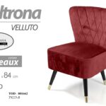 POLTRONA SEDIA VELLUTO COMODA GAMBE LEGNO MODERNO CLASSICA ROSSA 84*63*66 cm