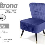 POLTRONA SEDUTA VELLUTO SEDIA GAMBE LEGNO MODERNO CLASSICA BLU 84*63*66 cm