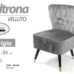 POLTRONA SEDIA VELLUTO COMODA GAMBE LEGNO MODERNO CLASSICA GRIGIO 84*63*66 cm