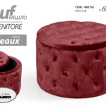 Pouf Sgabello Poggiapiedi Contenitore  BORDEAUX VELUTO TRAPUNTATO VINTAGE 60*H42