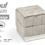 POUF QUADRATO MODERNO POGGIAPIEDI VELLUTO SGABELLO METALLO POUFF BEIGE 40*39
