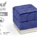 POUF POGGIAPIEDI QUADRATO MODERNO VELLUTO SGABELLO BASE ARGENTO SEDIA BLUE 40*40