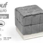 POUF MODERNO QUADRATO POGGIAPIEDI VELLUTO SGABELLO METALLO POUFF ARGENTO 40*39